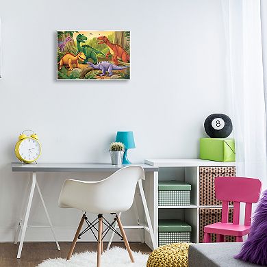 Stupell Home Decor Dinosaurs in Jungle Scene Plaque Wall Art