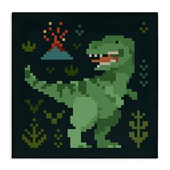 Stupell Home Decor Pixel Style Dinosaur Canvas Wall Art