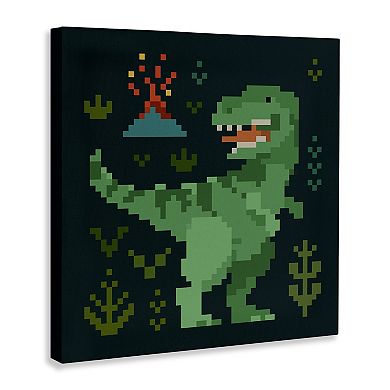 Stupell Home Decor Pixel Style Dinosaur Canvas Wall Art