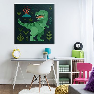 Stupell Home Decor Pixel Style Dinosaur Canvas Wall Art