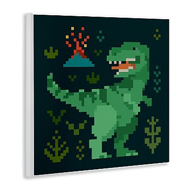Stupell Home Decor Pixel Style Dinosaur Plaque Wall Art