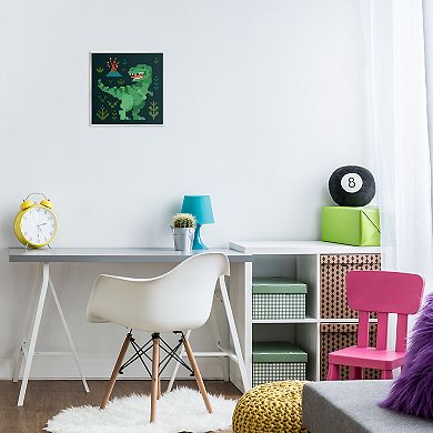 Stupell Home Decor Pixel Style Dinosaur Plaque Wall Art