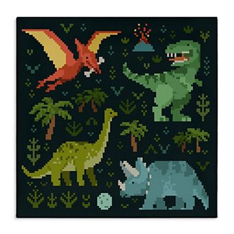 Stupell Home Decor Pixel Dinosaurs Wildlife Canvas Wall Art