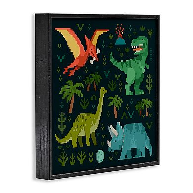 Stupell Home Decor Pixel Dinosaurs Wildlife Framed Giclee Wall Art