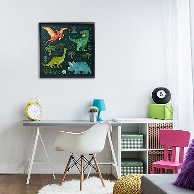 Stupell Home Decor Pixel Dinosaurs Wildlife Framed Giclee Wall Art