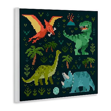 Stupell Home Decor Pixel Dinosaurs Wildlife Plaque Wall Art