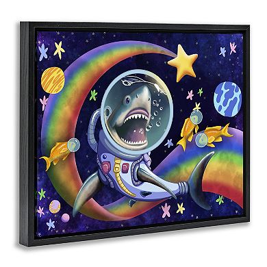 Stupell Home Decor Shark In Outer Space Framed Floating Canvas Wall Art