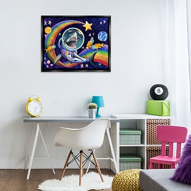 Stupell Home Decor Shark In Outer Space Framed Floating Canvas Wall Art