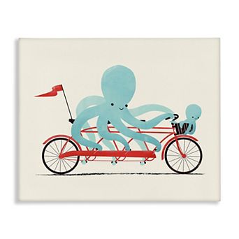 Stupell Home Decor Octopus Tandem Bicycle Canvas Wall Art