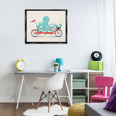 Stupell Home Decor Octopus Tandem Bicycle Framed Floating Canvas Wall Art