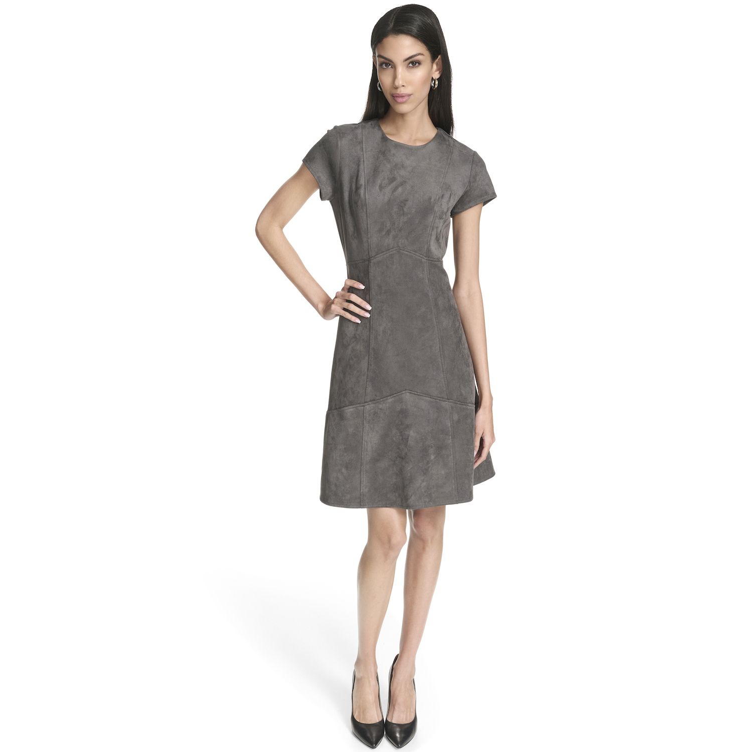 Женские платья Andrew Marc Short Sleeve Faux Suede Sheath Dress