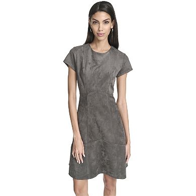 Women's Andrew Marc Short Sleeve Faux Suede Sheath Dress