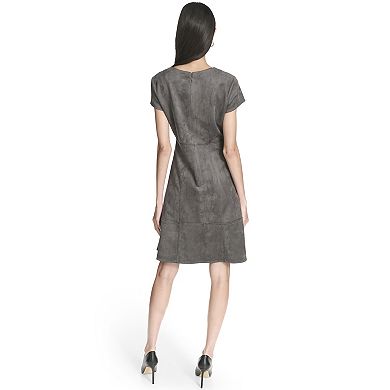 Women's Andrew Marc Short Sleeve Faux Suede Sheath Dress