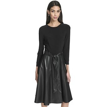 Women's Andrew Marc Belted Leather Dress