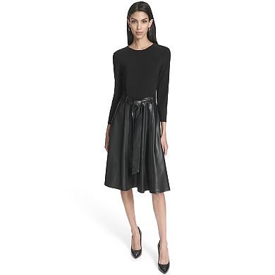 Women's Andrew Marc Belted Leather Dress