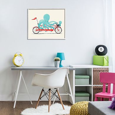 Stupell Home Decor Octopus Tandem Bicycle Framed Giclee Wall Art