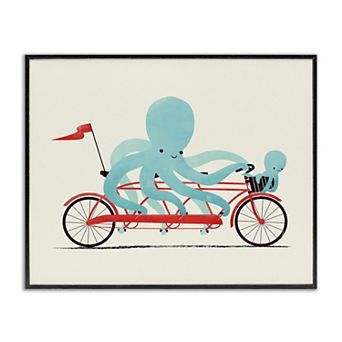 Stupell Home Decor Octopus Tandem Bicycle Framed Giclee Wall Art