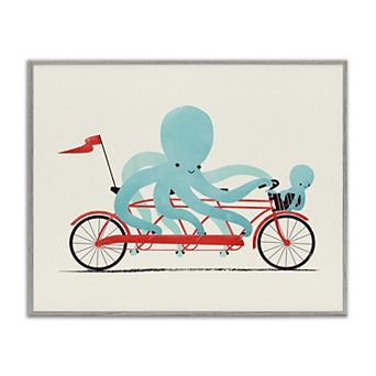 Stupell Home Decor Octopus Tandem Bicycle Framed Giclee Wall Art
