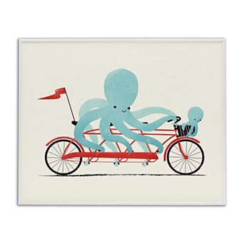 Stupell Home Decor Octopus Tandem Bicycle Framed Giclee Wall Art
