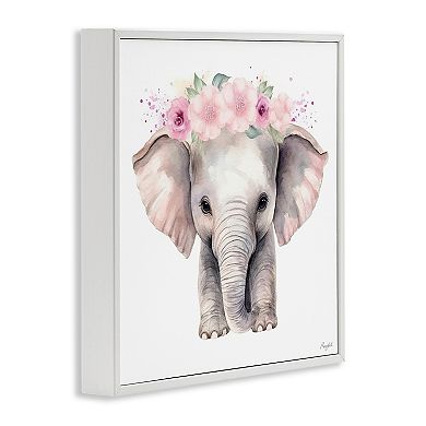 Stupell Home Decor Pink Floral Elephant Framed Giclee Wall Art