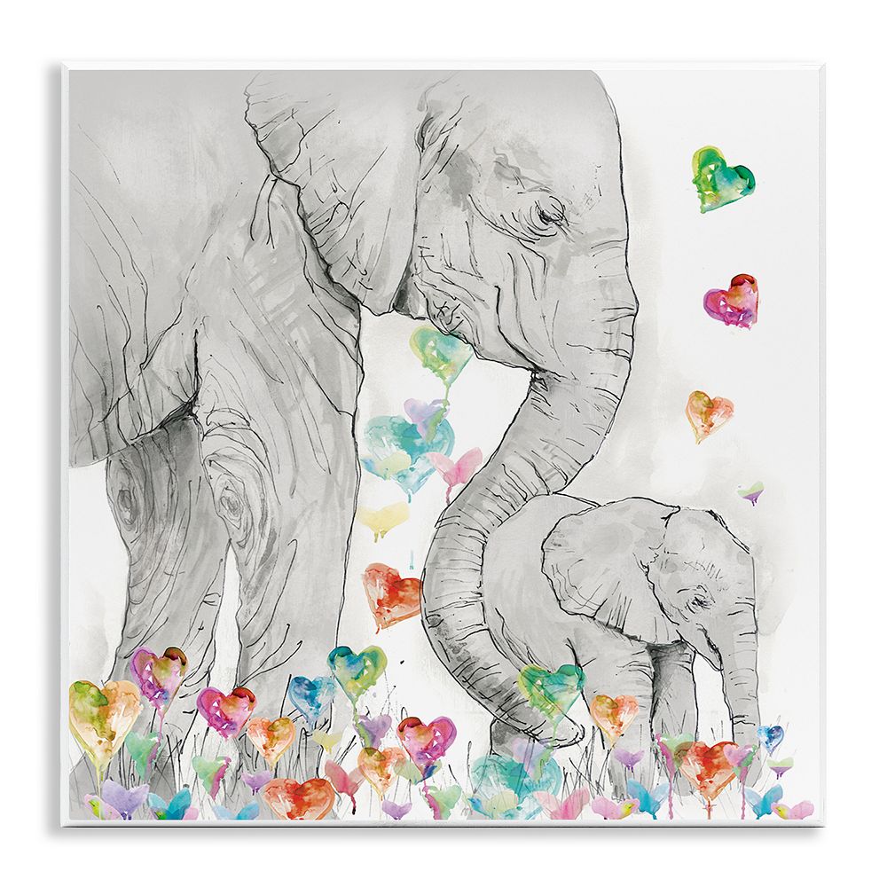 Stupell Pink Stacked Elephants Alphabet Wall Plaque - 10x15" Kids Room Decor