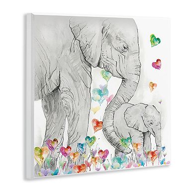 Stupell Home Decor Elephants With Modern Hearts Plaque Wall Art