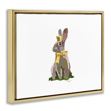 Stupell Home Decor Royal Bunny With Crown Framed Floating Canvas Wall Art