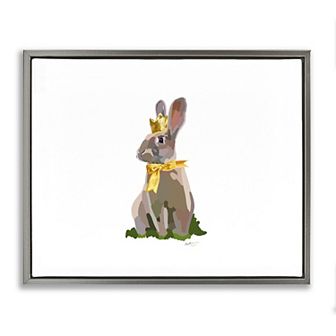 Stupell Home Decor Royal Bunny With Crown Framed Floating Canvas Wall Art