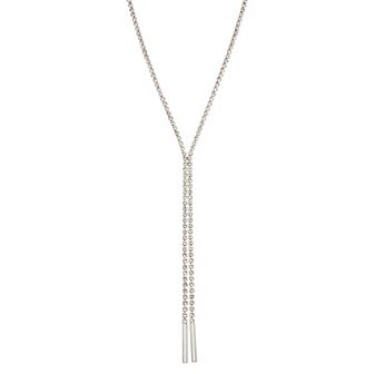 You're Invited Silver Tone Rhinestone Y Neck Necklace