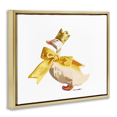 Stupell Home Decor Royal Duck With Bow Framed Floating Canvas Wall Art