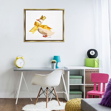Stupell Home Decor Royal Duck With Bow Framed Floating Canvas Wall Art
