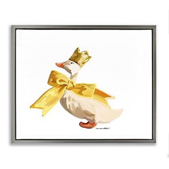 Stupell Home Decor Royal Duck With Bow Framed Floating Canvas Wall Art