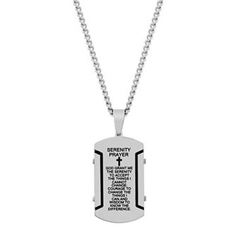 Men's Steel Nation Stainless Steel Prayer Dog Tag Pendant