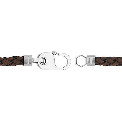 Men's Steel Nation Stainless Steel & Leather Braided Bracelet