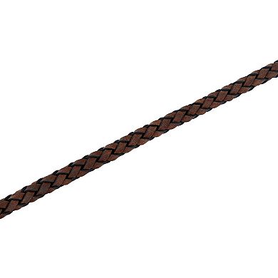 Men's Steel Nation Stainless Steel & Leather Braided Bracelet