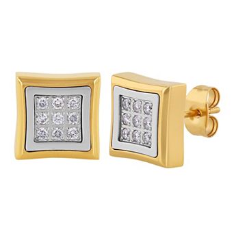 Men's Steel Nation Stainless Steel 1/4 Carat T.W. Lab-Created Diamond Square Stud Earrings