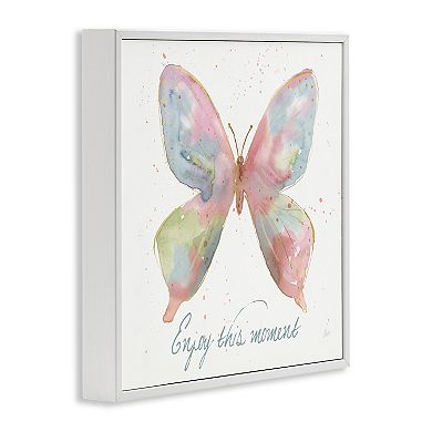 Stupell Home Decor Enjoy This Moment Butterfly Framed Canvas Wall Art
