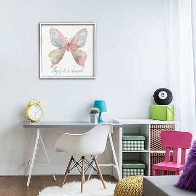 Stupell Home Decor Enjoy This Moment Butterfly Framed Canvas Wall Art