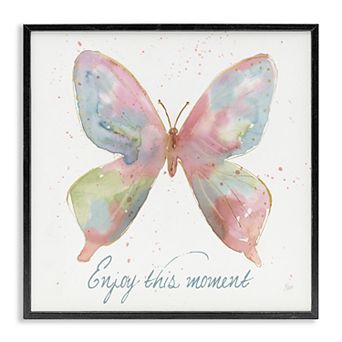 Stupell Home Decor Enjoy This Moment Butterfly Framed Canvas Wall Art