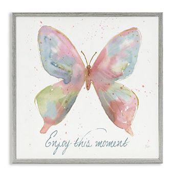 Stupell Home Decor Enjoy This Moment Butterfly Framed Canvas Wall Art