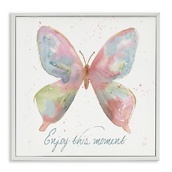 Stupell Home Decor Enjoy This Moment Butterfly Framed Canvas Wall Art