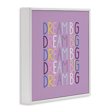 Stupell Home Decor Dream Big Purple Phrase Framed Canvas Wall Art