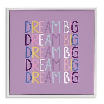 Stupell Home Decor Dream Big Purple Phrase Framed Canvas Wall Art