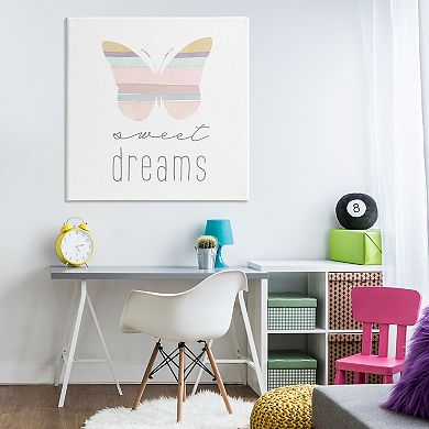 Stupell Home Decor Sweet Dreams Pastel Butterfly Canvas Wall Art