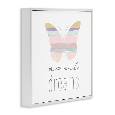 Stupell Home Decor Sweet Dreams Pastel Butterfly Framed Canvas Wall Art