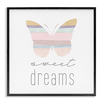 Stupell Home Decor Sweet Dreams Pastel Butterfly Framed Canvas Wall Art