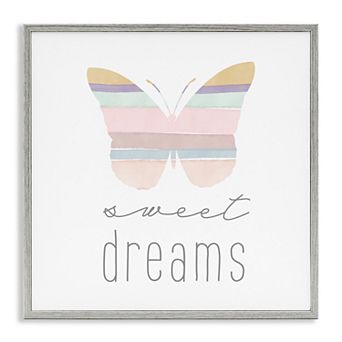 Stupell Home Decor Sweet Dreams Pastel Butterfly Framed Canvas Wall Art