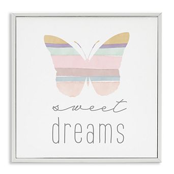 Stupell Home Decor Sweet Dreams Pastel Butterfly Framed Canvas Wall Art