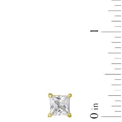 Men's Steel Nation Gold Tone Stainless Steel Lab-Created White Sapphire Stud Earrings