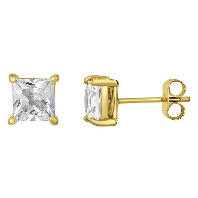 Men's Steel Nation Gold Tone Stainless Steel Lab-Created White Sapphire Stud Earrings